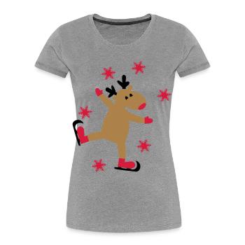 Drôle d’orignal pour Noël - T-shirt bio Premium Femme - gris chiné - Devant - Mia (176cm)