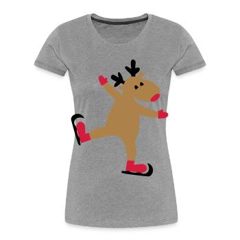 Lustiger Elch zu Weihnachten - Frauen Premium Bio T-Shirt - Grau meliert - Vorne - Mia (176cm)