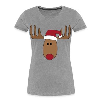 Grand design avec des rennes pour Noël - T-shirt bio Premium Femme - gris chiné - Devant - Mia (176cm)
