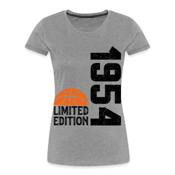 70e Anniversaire 1954 Édition Limitée Basketball - T-shirt bio Premium Femme - gris chiné - Devant - Mia (176cm)