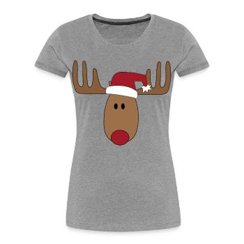 Weihnachten Elch - Frauen Premium Bio T-Shirt - Grau meliert - Vorne - Mia (176cm)