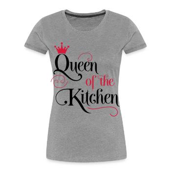 Kochschürze für Frauen - Frauen Premium Bio T-Shirt - Grau meliert - Vorne - Mia (176cm)