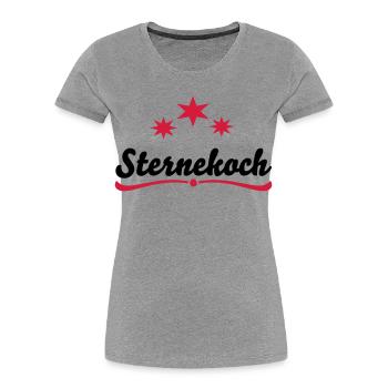 Tablier de cuisine Star Chef - T-shirt bio Premium Femme - gris chiné - Devant - Mia (176cm)