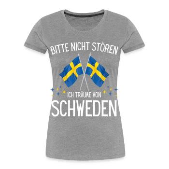 Bitte nicht stören ich träume von Schweden - Frauen Premium Bio T-Shirt - Grau meliert - Vorne - Mia (176cm)