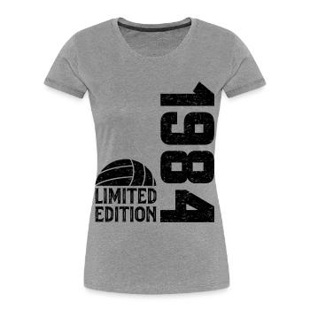 40e Anniversaire 1984 Édition Limitée Volleyball - T-shirt bio Premium Femme - gris chiné - Devant - Mia (176cm)