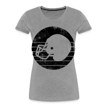 American Football Helm - Frauen Premium Bio T-Shirt - Grau meliert - Vorne - Mia (176cm)