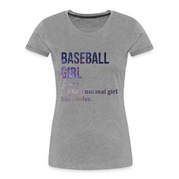 Base-ball - T-shirt bio Premium Femme - gris chiné - Devant - Mia (176cm)