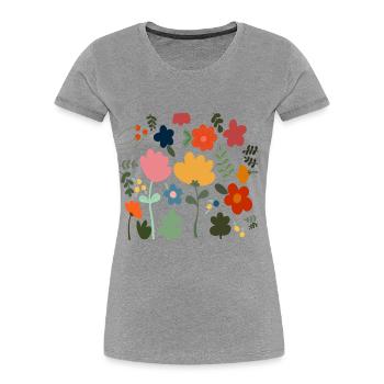 Flower Power Blumen Design - Floral Hippie Style - Frauen Premium Bio T-Shirt - Grau meliert - Vorne - Mia (176cm)