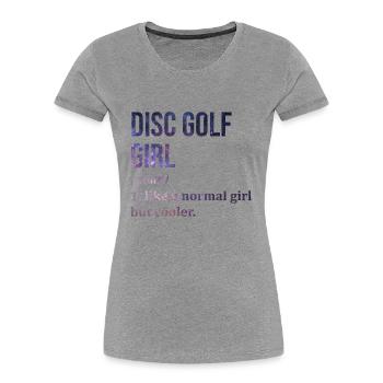 Discgolf - Frauen Premium Bio T-Shirt - Grau meliert - Vorne - Mia (176cm)