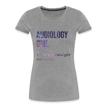 Audiologie Audiologie Audiologie - T-shirt bio Premium Femme - gris chiné - Devant - Mia (176cm)