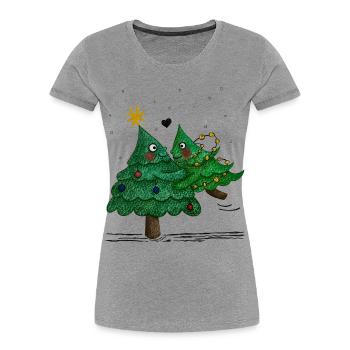 De jolis sapins de Noël - T-shirt bio Premium Femme - gris chiné - Devant - Mia (176cm)