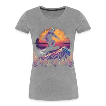 Retro Snowboarder Graphic - Women's Premium Organic T-Shirt - heather grey - Front - Mia (176cm)