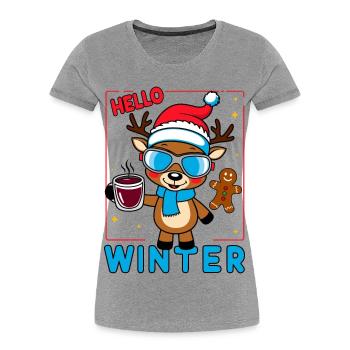 Süßes Rentier - Frauen Premium Bio T-Shirt - Grau meliert - Vorne - Mia (176cm)