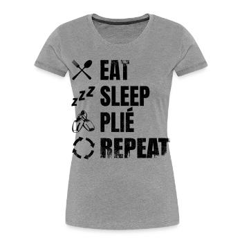 Manger dormir Plié Répéter - T-shirt bio Premium Femme - gris chiné - Devant - Mia (176cm)