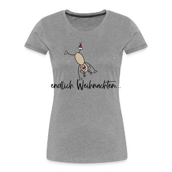 Lustige Weihnachten - Frauen Premium Bio T-Shirt - Grau meliert - Vorne - Mia (176cm)