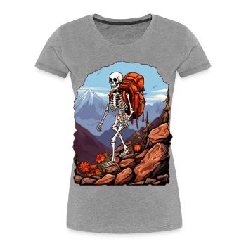 Squelettes Randonnée / Alpiniste Squelette - T-shirt bio Premium Femme - gris chiné - Devant - Mia (176cm)