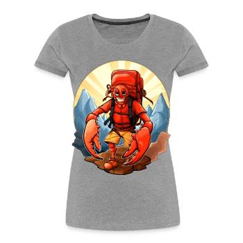 Homard Randonnée / Alpinisme Hummer - T-shirt bio Premium Femme - gris chiné - Devant - Mia (176cm)