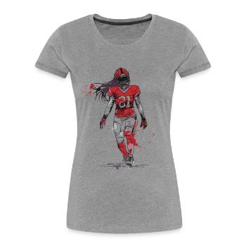 Football Player Woman - Women's Premium Organic T-Shirt - heather grey - Front - Mia (176cm)