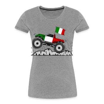 Italy Flag Monster Truck - Women's Premium Organic T-Shirt - heather grey - Front - Mia (176cm)