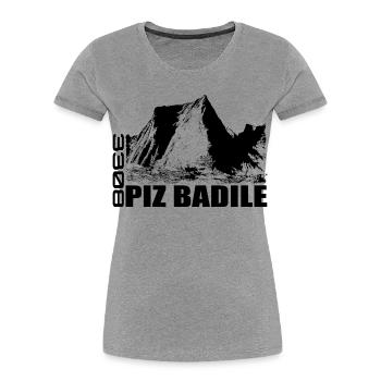 Piz Badile, Montagne, Montagnes, Suisse, Bregaglia, Alpes - T-shirt bio Premium Femme - gris chiné - Devant - Mia (176cm)