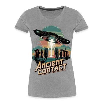 Uralte Astronauten-Begegnung mit Stonehenge UFO - Frauen Premium Bio T-Shirt - Grau meliert - Vorne - Mia (176cm)