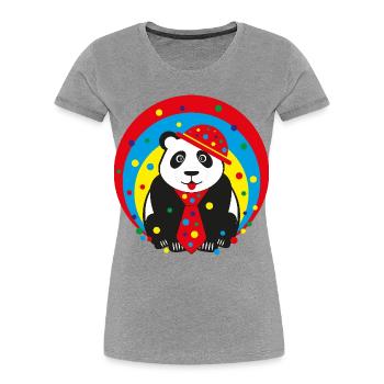 Fasching Panda mit Hut und Krawatte. - Frauen Premium Bio T-Shirt - Grau meliert - Vorne - Mia (176cm)