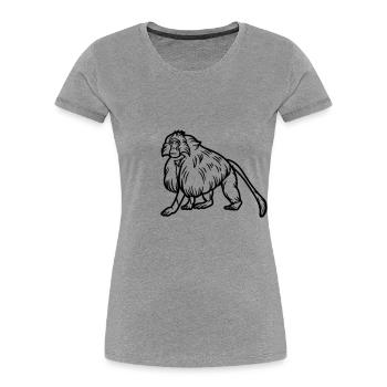 Singe Gelada - T-shirt bio Premium Femme - gris chiné - Devant - Mia (176cm)