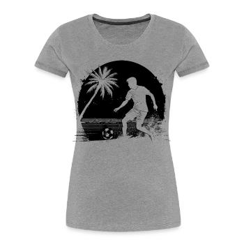 Croquis de footballeur - T-shirt bio Premium Femme - gris chiné - Devant - Mia (176cm)