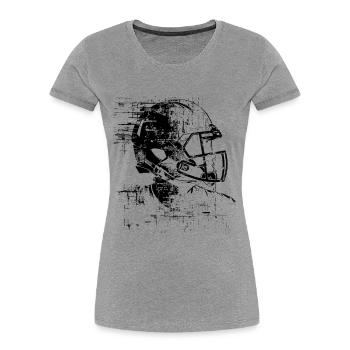 Football Helm - Frauen Premium Bio T-Shirt - Grau meliert - Vorne - Mia (176cm)
