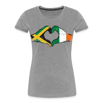 Jamaika Irland Hände Herzform used - Frauen Premium Bio T-Shirt - Grau meliert - Vorne - Mia (176cm)