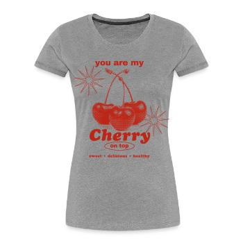 Cerise sur le gâteau – Perfection sucrée - T-shirt bio Premium Femme - gris chiné - Devant - Mia (176cm)