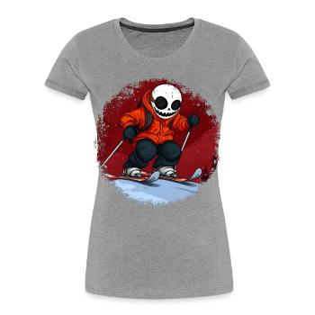 Crâne de skieurs - T-shirt bio Premium Femme - gris chiné - Devant - Mia (176cm)