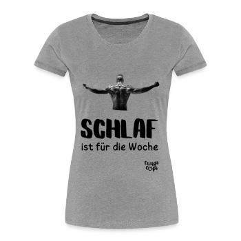 Schlaf ist für die Woche - Frauen Premium Bio T-Shirt - Grau meliert - Vorne - Mia (176cm)