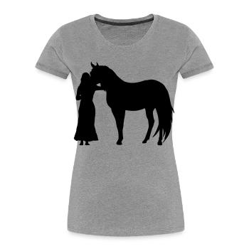 Frau mit Pferd - Frauen Premium Bio T-Shirt - Grau meliert - Vorne - Mia (176cm)