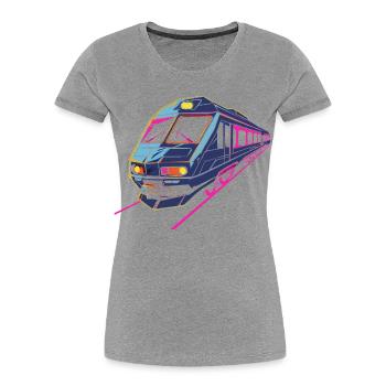 Train Retro - Women's Premium Organic T-Shirt - heather grey - Front - Mia (176cm)