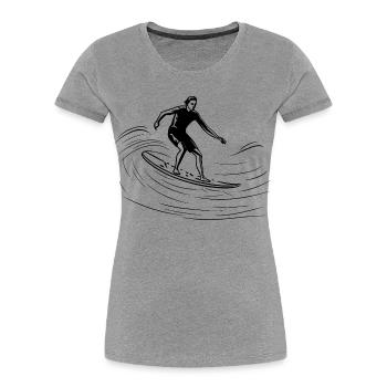 Surfer Sketch - Women's Premium Organic T-Shirt - heather grey - Front - Mia (176cm)