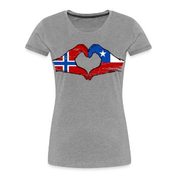 Norway Chile flag hands heart shape used - Women's Premium Organic T-Shirt - heather grey - Front - Mia (176cm)