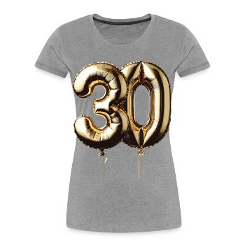 30 ans de ballon d’or en feuille de ballon cadeau - T-shirt bio Premium Femme - gris chiné - Devant - Mia (176cm)
