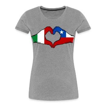Italy Chile Flag Hands Heart Shape - Women's Premium Organic T-Shirt - heather grey - Front - Mia (176cm)