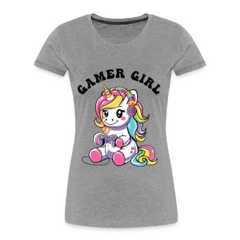 Gamer Girl - Frauen Premium Bio T-Shirt - Grau meliert - Vorne - Mia (176cm)