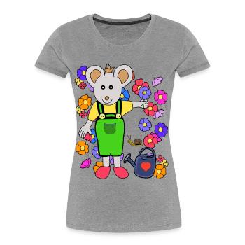 Mouse Gardener Summer Flowers Gardening Kids - Women's Premium Organic T-Shirt - heather grey - Front - Mia (176cm)