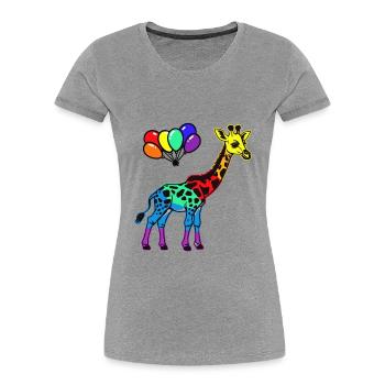 LGBT Gay Pride Giraffe Giraffen Luftballons - Frauen Premium Bio T-Shirt - Grau meliert - Vorne - Mia (176cm)