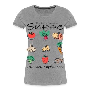 Gemüse Suppe - Frauen Premium Bio T-Shirt - Grau meliert - Vorne - Mia (176cm)