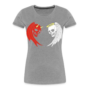 Engel und Dämon Skelett - Frauen Premium Bio T-Shirt - Grau meliert - Vorne - Mia (176cm)