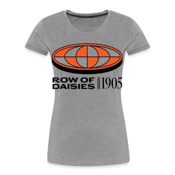 Futuristisches Cyber-Emblem - Frauen Premium Bio T-Shirt - Grau meliert - Vorne - Mia (176cm)