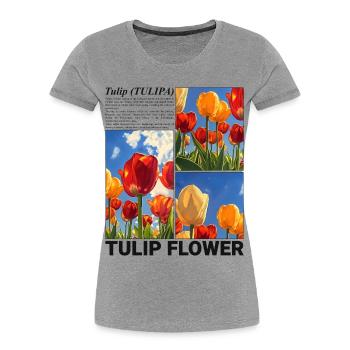 Tulpe Frühling Natur Blume Botanik Geschenk - Frauen Premium Bio T-Shirt - Grau meliert - Vorne - Mia (176cm)