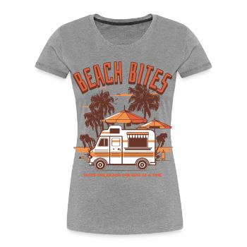 Beach Bites – Kulinarische Strandmomente - Frauen Premium Bio T-Shirt - Grau meliert - Vorne - Mia (176cm)