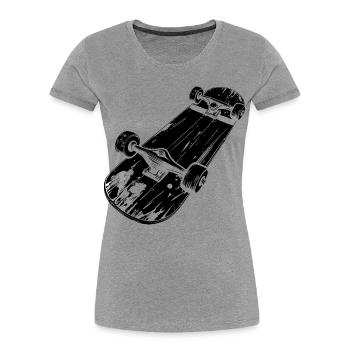 Skateboard Skizze - Frauen Premium Bio T-Shirt - Grau meliert - Vorne - Mia (176cm)