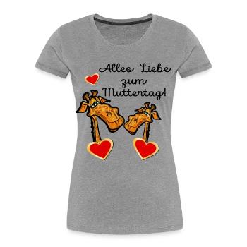 GESCHENKE ZUM MUTTERTAG MAMA KIND GIRAFFE - Frauen Premium Bio T-Shirt - Grau meliert - Vorne - Mia (176cm)
