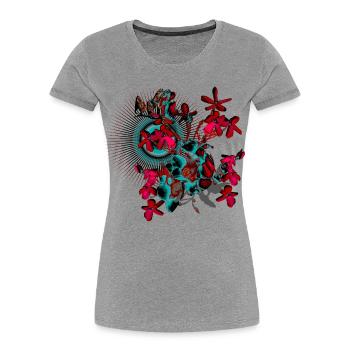 Spring Flowers Red Spring Pattern - Women's Premium Organic T-Shirt - heather grey - Front - Mia (176cm)